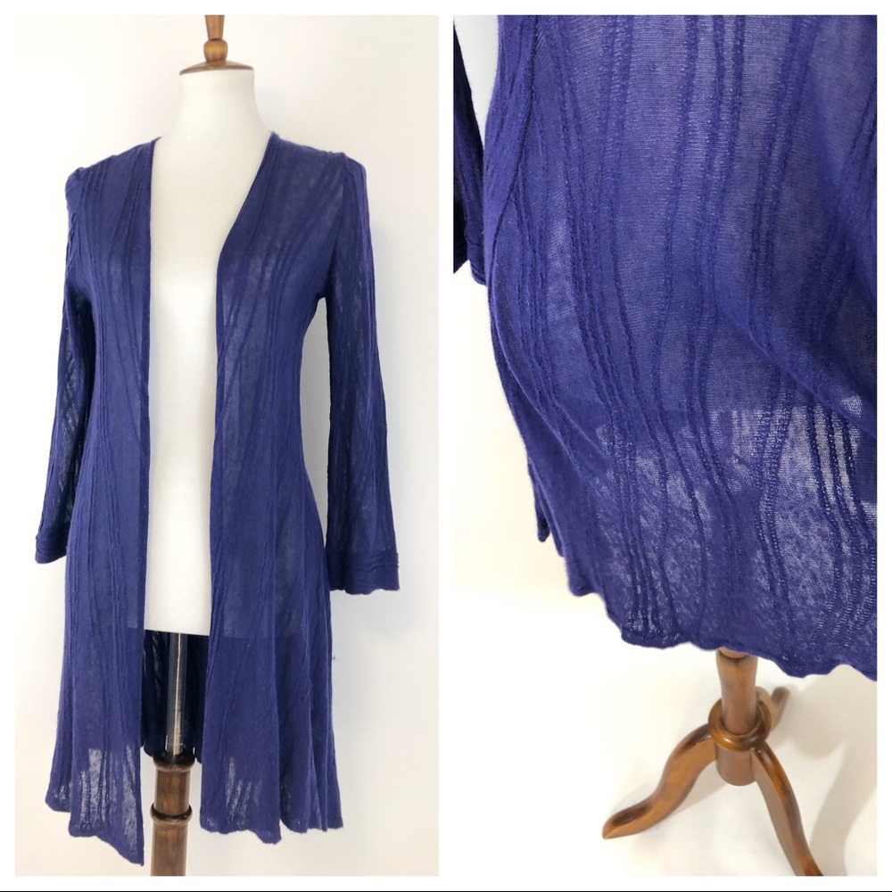 NIC + ZOE Purple Linen Open Front Top Layer XS - Picture 3 of 6